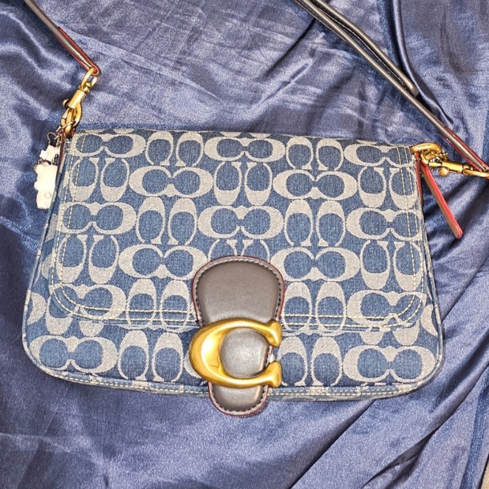 Coach Denim Blue Signature Crossbody Bag